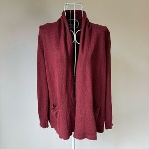 Talbots Petites Merino Wool Open Front Cardigan Maroon Burgundy Sweater SZ S